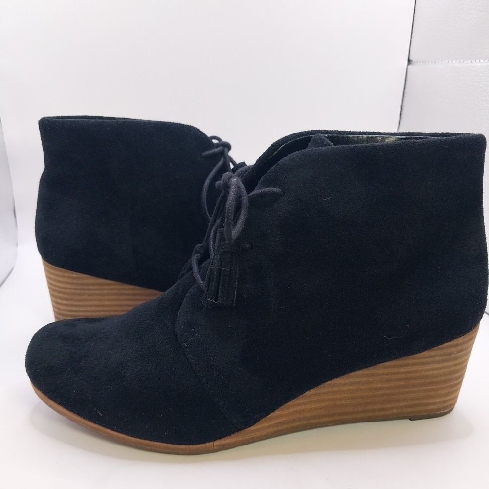 Dr Scholls Be Energize Pierre Wedge Booties Womans 7.5 M Black Comfortable Boots